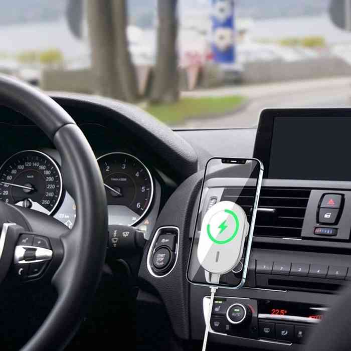 WiWU CH-306 15W LIBERATOR Magnetic Wireless Car Charger- Silver